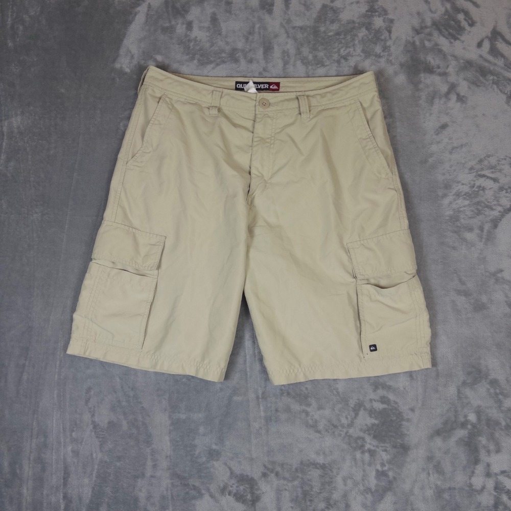 Quiksilver Cargo Shorts Mens 35 Tan Khaki VTG Outdoor Utility Summer Casual